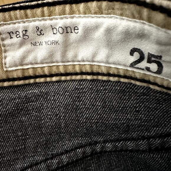 Rag & Bone Maya Jeans High Rise Ankle Slim Straight Leg Cotton Denim Black 25x26 - Picture 5 of 7